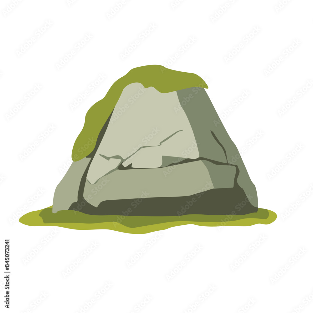 Mossy stone rock cartoon vector image, jungle rock with moss vector illustration, natural environment design elements Mossy stone rock cartoon vector image, jungle rock with moss vector illustration, natural environment design elements