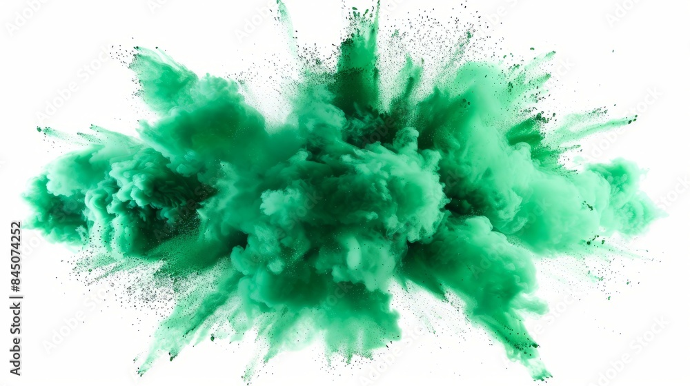 green color explosion isolated on white background green color explosion isolated on white background