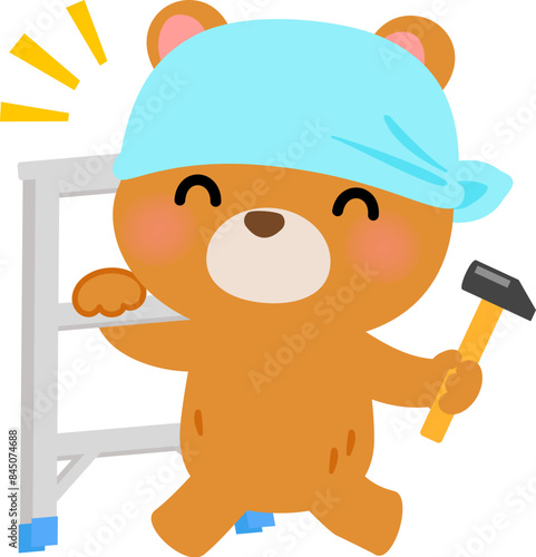 脚立を運ぶクマのキャラクター