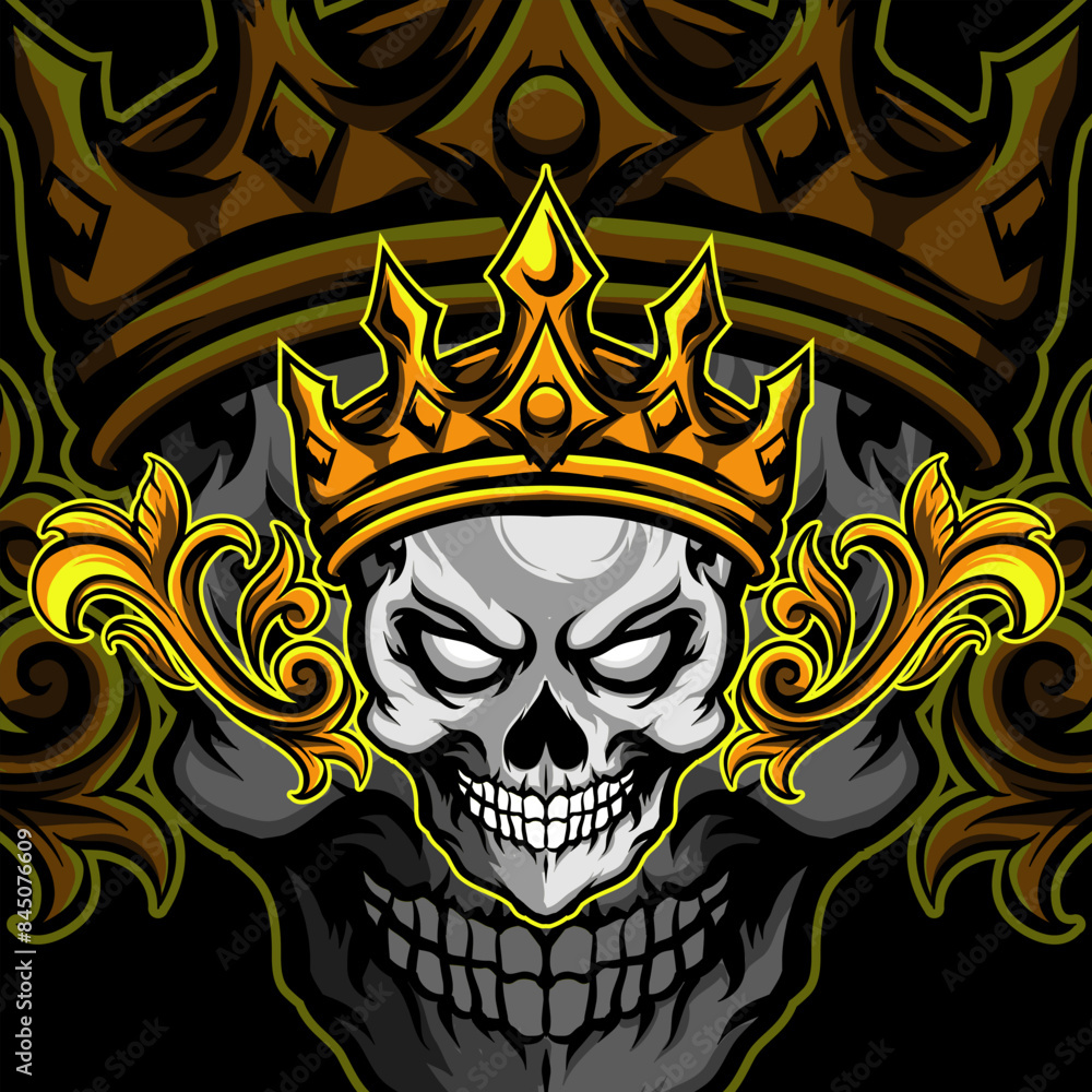 Skull king. With a crown vector design illustration Skull king. With a crown vector design illustration
