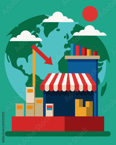 International Trade Stalls in Wake of Global Recession. Vector illustration