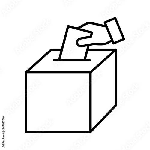 Hand voting ballot box icon, Election Vote concept, Hand putting paper in the voting box. Silhouette design for web site, logo, app, UI, Vector illustration