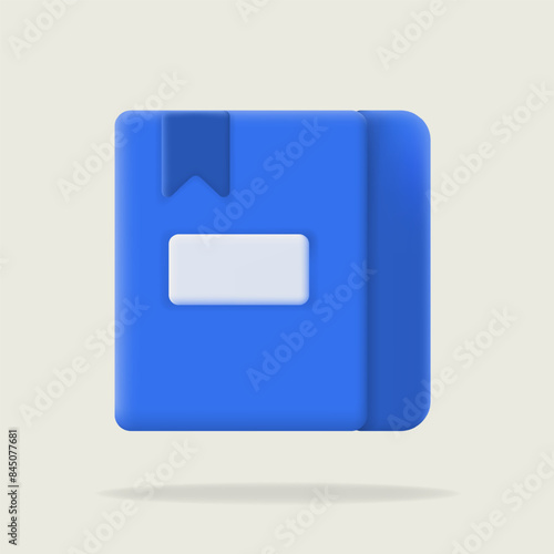 3D icon illustration blue book with a bookmark. Ideal for educational content, e-learning platforms, or literature themes. Enhance your academic or reading-related content
