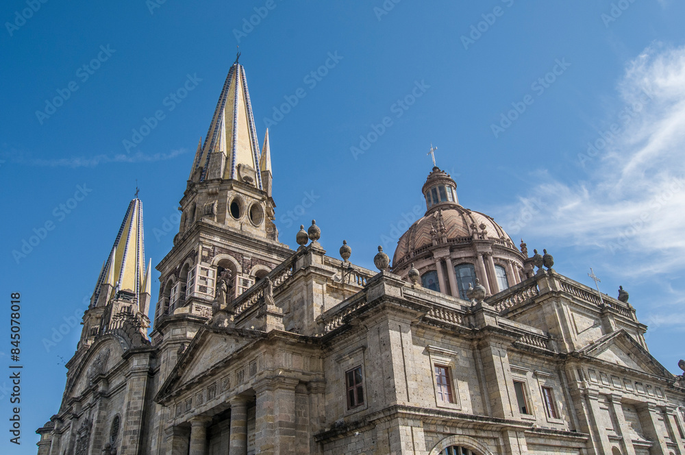 Cathedral of the city of Guadalajara in the historic center. On a sunny holiday morning. Cathedral of the city of Guadalajara in the historic center. On a sunny holiday morning.