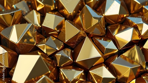 Wallpaper Mural 3d render, abstract gold crystal background, faceted texture, macro panorama, wide panoramic polygonal wallpaper Generative AI Torontodigital.ca