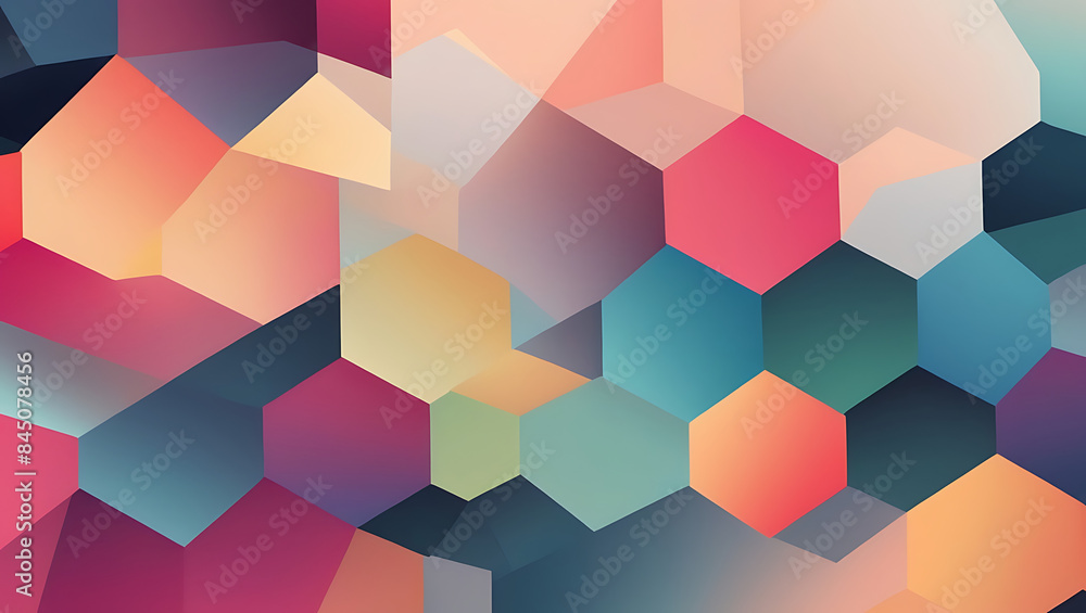 an abstract wallpaper design featuring a harmonious blend of geometric shapes with soft gradients and vibrant colors, suitable for modern interior decor
an abstract wallpaper design featuring a harmonious blend of geometric shapes with soft gradients and vibrant colors, suitable for modern interior decor