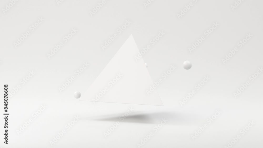Abstract animation of white triangle geometric, 3d loop animation render.