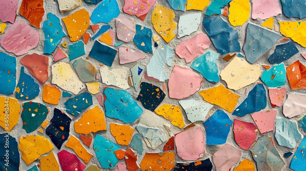 Colorful mosaic tile wall background with various shapes and sizes. Colorful mosaic tile wall background with various shapes and sizes.