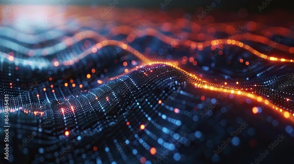 An abstract technological backdrop depicting a quantum computing system interconnected with a cyber network grid, exhibiting linked particles, artificial neurons, and global data connections through An abstract technological backdrop depicting a quantum computing system interconnected with a cyber network grid, exhibiting linked particles, artificial neurons, and global data connections through