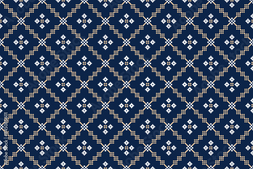 Beautiful vintage cross stitch traditional ethnic pattern.floral pixel art embroidery. Elegance background abstract Aztec beautiful seamless pattern for fabric,cloth,dress,carpet,curtain,sarong,batik.