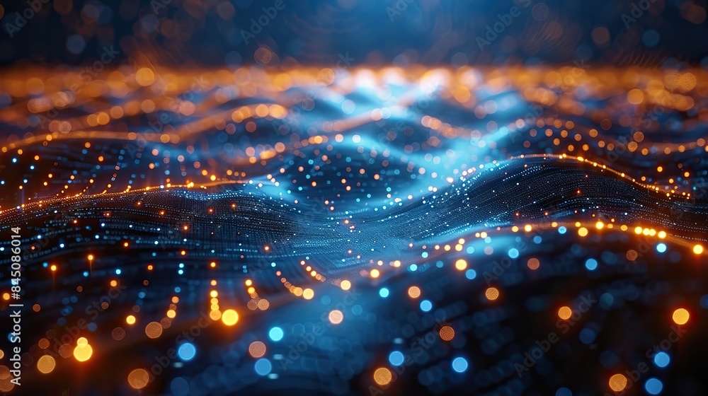 Generative AI abstract technology background with illuminated fiber optic network connections Generative AI abstract technology background with illuminated fiber optic network connections