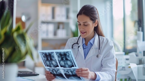 Female Doctor Reviewing Dental X-rays