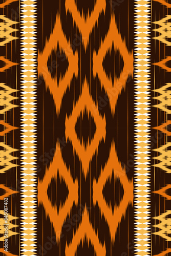 Pixel ethnic pattern, Vector embroidery pattern background, Geometric traditional triangle style, Blue and orange pattern knitting vintage, Design for textile, fabric, batik, kaftan, fibres
