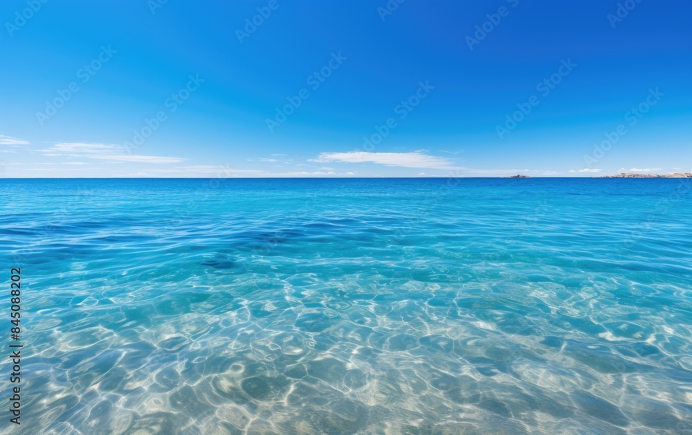 Serene Seascape: Endless Blue Ocean Meeting Horizon in a Peaceful and Vast Landscape. Serene Seascape: Endless Blue Ocean Meeting Horizon in a Peaceful and Vast Landscape.