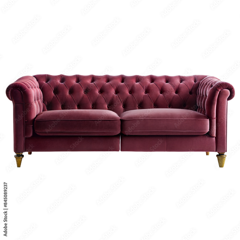 Fototapeta premium A sophisticated leather sofa isolated on white, offering a comfy and stylish seating option for any living room