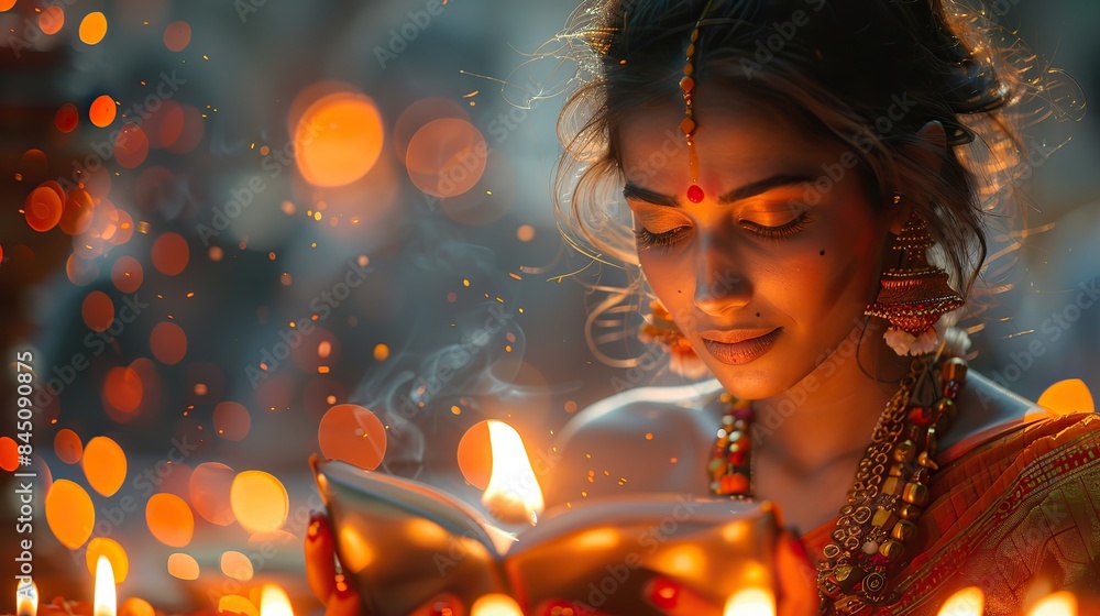 People gathered for Hanuman Jayanti reading the Ramayana, with a blurred background offering ample copy space. People gathered for Hanuman Jayanti reading the Ramayana, with a blurred background offering ample copy space.