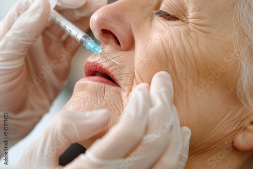 Close-up of a Woman Receiving a Facial Injection