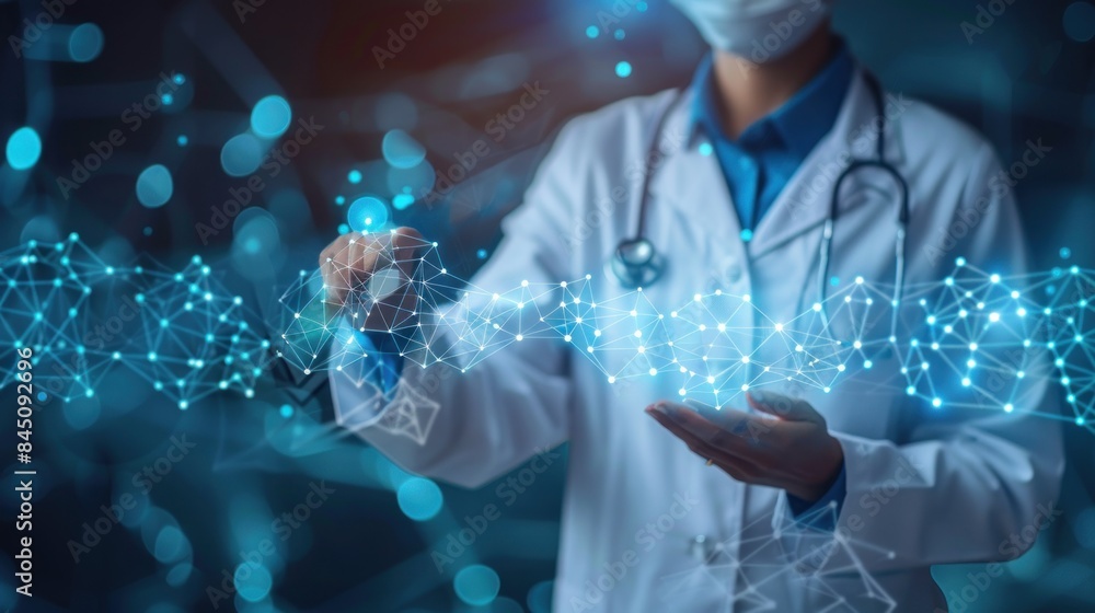 Doctor Interacting with Digital Network