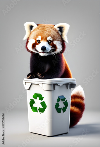 Adorable Red Panda Recycling, Generative AI