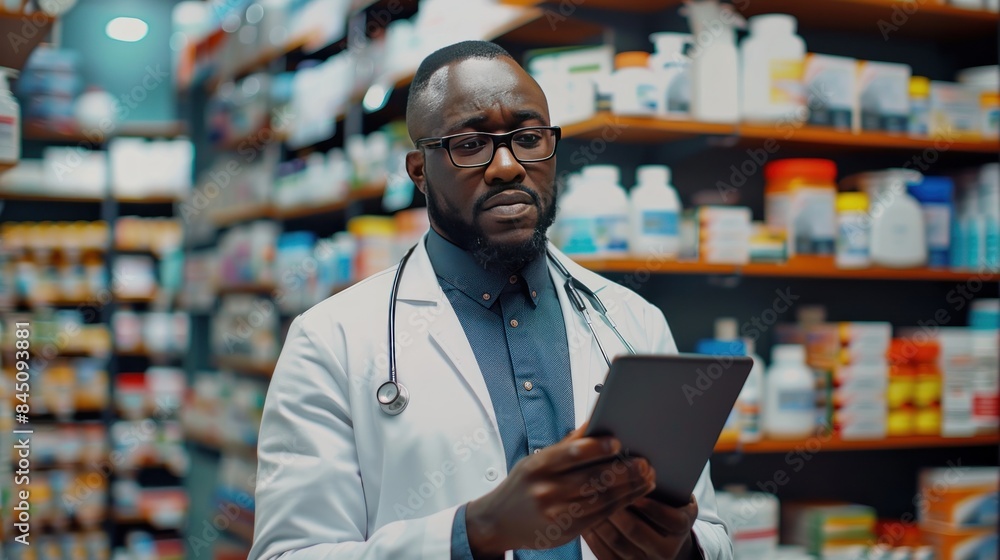 Pharmacist Using Digital Tablet in Pharmacy Pharmacist Using Digital Tablet in Pharmacy