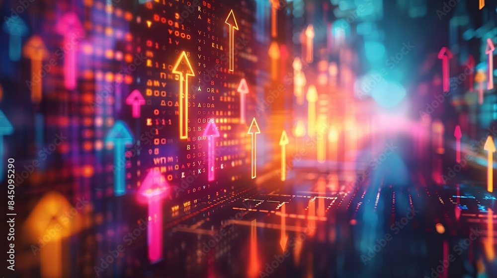 custom made wallpaper toronto digitalAbstract Digital Upward Trend with Neon Arrows