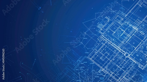 background Construction blueprint landing image, blank space for text.