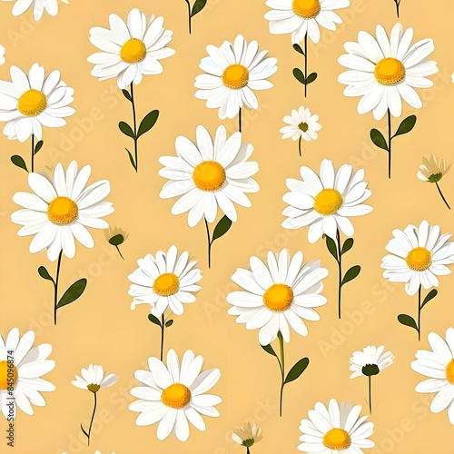 Seamless Pattern of Yellow Daisies in Small Shapes Perfect for Bright and Cheerful Floral Designs