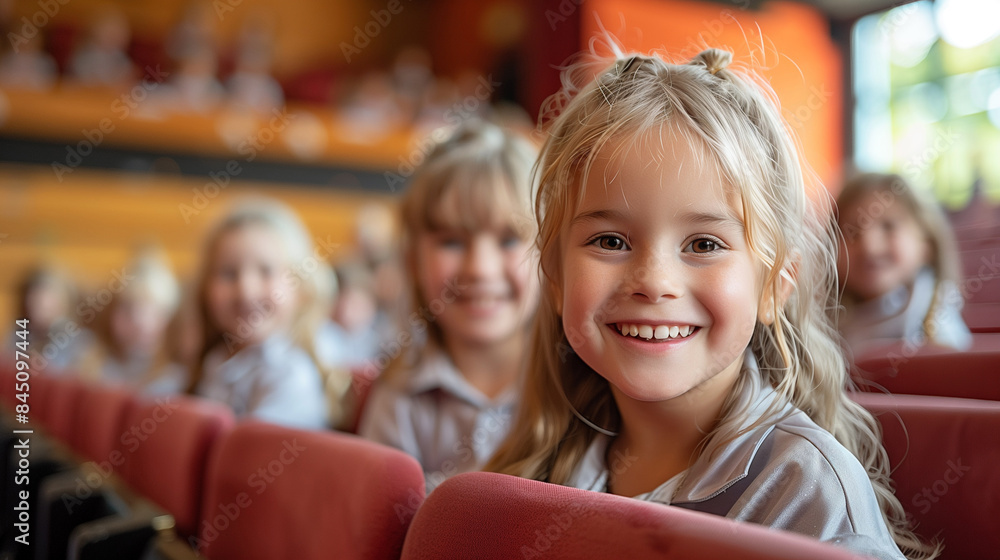 Fototapeta premium Parents and children attending a school play.