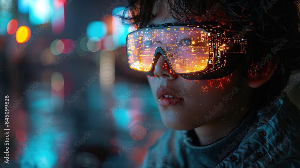 An individual utilizes augmented reality (AR) glasses to engage with virtual objects through computer technology and IT infrastructure. An individual utilizes augmented reality (AR) glasses to engage with virtual objects through computer technology and IT infrastructure.