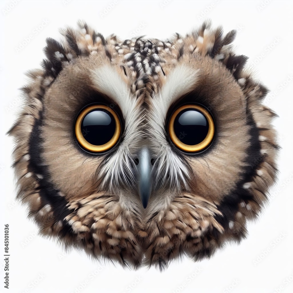 Obraz premium Great horned owl with piercing yellow eyes, a sharp beak, and brown feathers