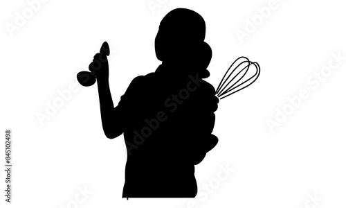 silhouette of female chef vector illustration