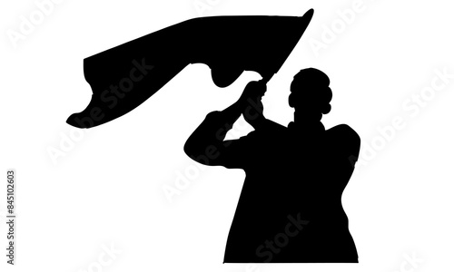 silhouette of a man holding a flag vector illustration