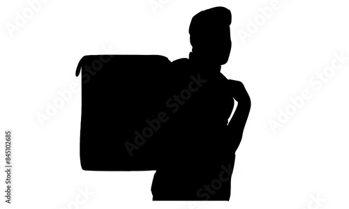 silhouette of courier with delivery bag vector illustration