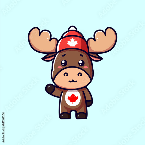 Canadian moose mascot vector  cute and simple cartoon style