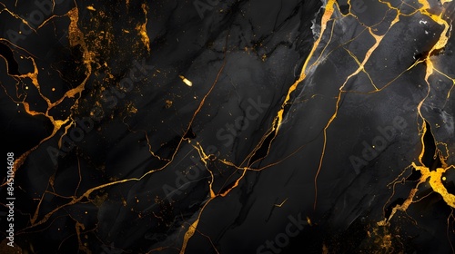 black marble background with yellow veins.  photo