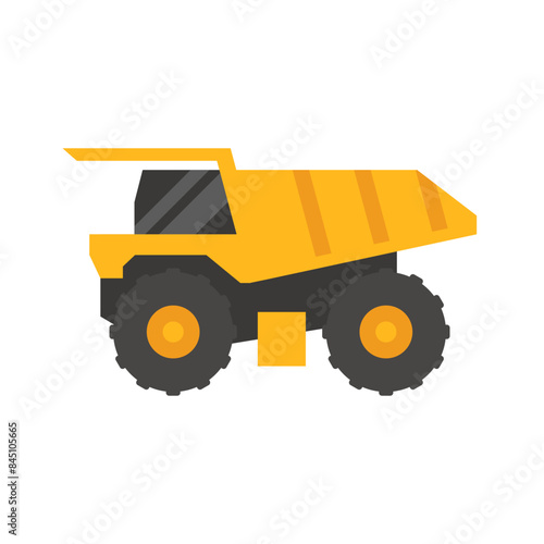 Dump truck icon with big wheels. Simple and minimalistic truck icon. 