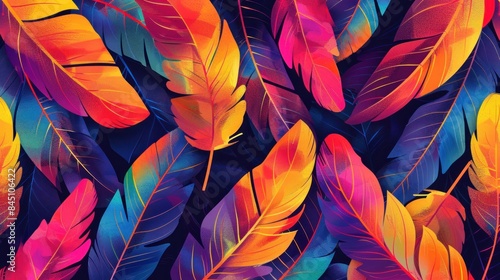 Wallpaper Mural Tribal Geometric Background Featuring Abstract Feather Art Torontodigital.ca