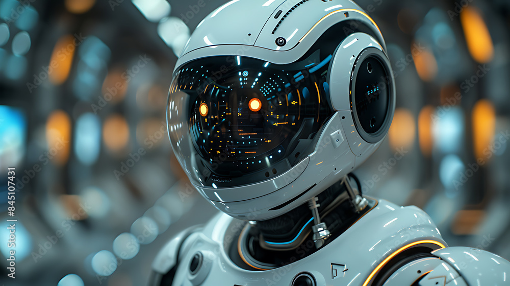 Fototapeta premium New generation futuristic robot ready to work technology background