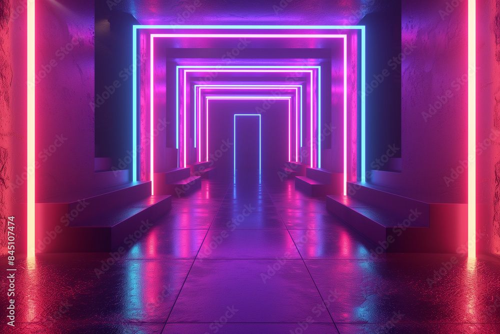 Neon background concept. Disco neon light background. 3d rendering.
Neon background concept. Disco neon light background. 3d rendering.