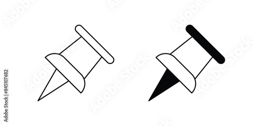 push pin icon with white background vector stock illustration