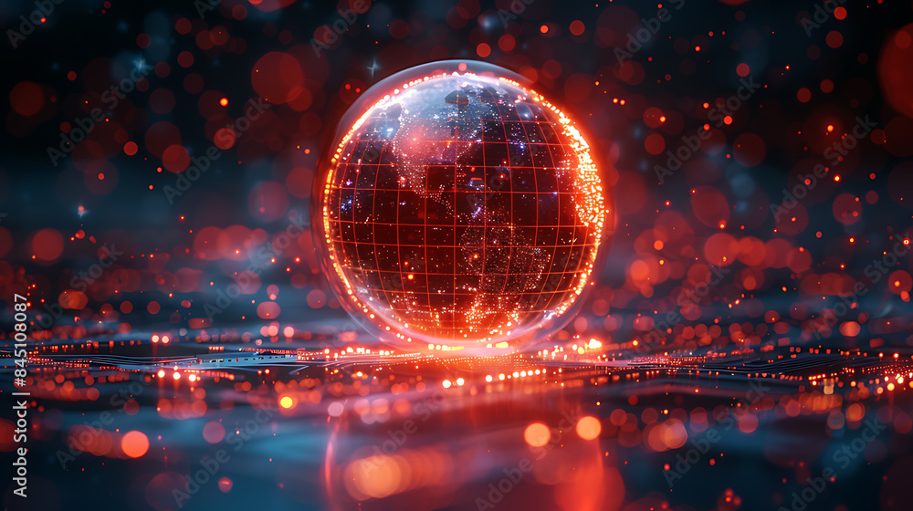 Technology miniature world pattern abstract red background Technology miniature world pattern abstract red background