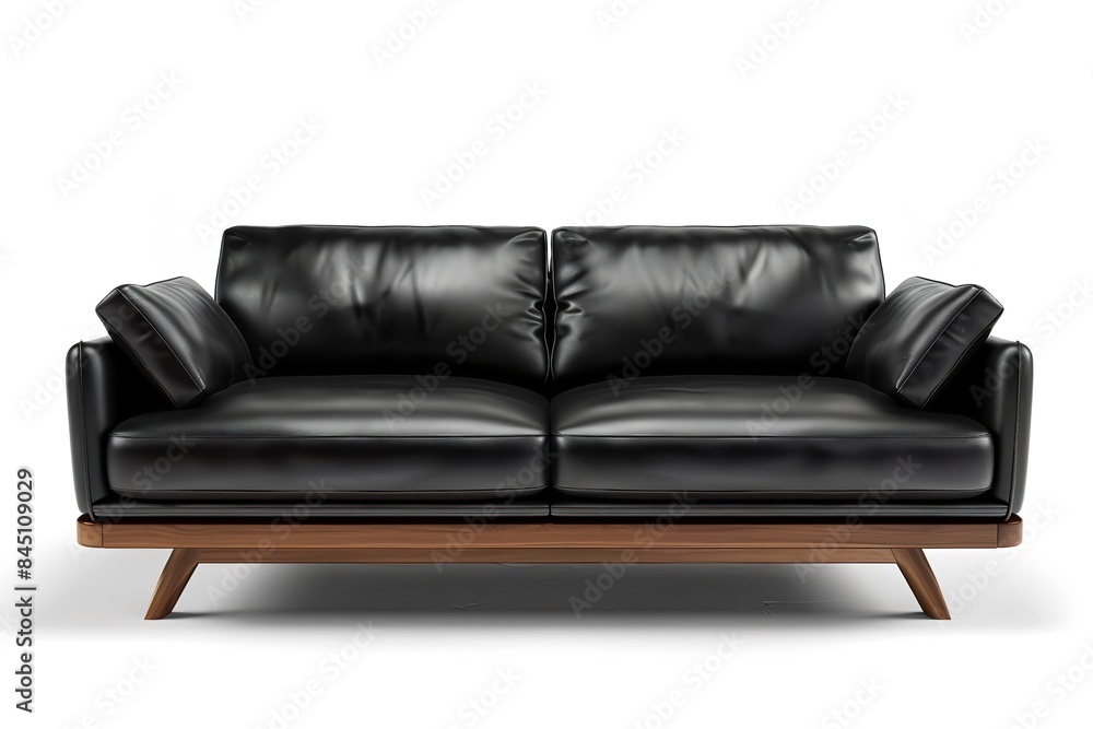 Fototapeta premium Modern leather couch png mockup for furniture in a living room, Generative AI.