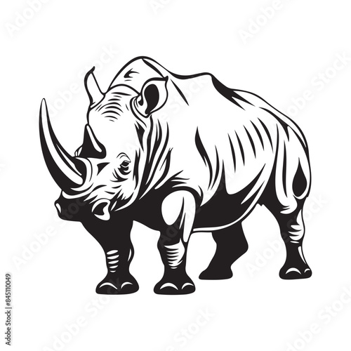 Rhino Walking Images Vector. Rhino Illustration Vector Design Images Isolated on white Background