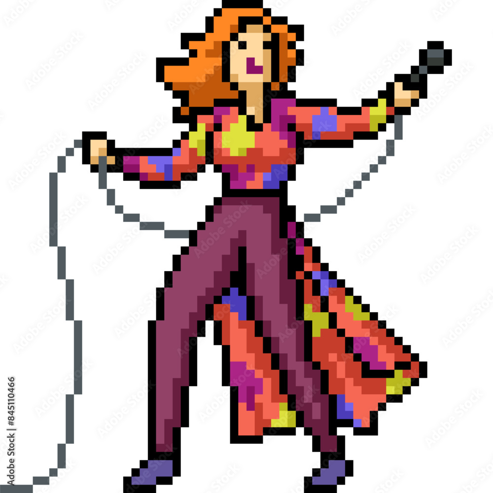 Obraz premium pixel art of woman lead singer