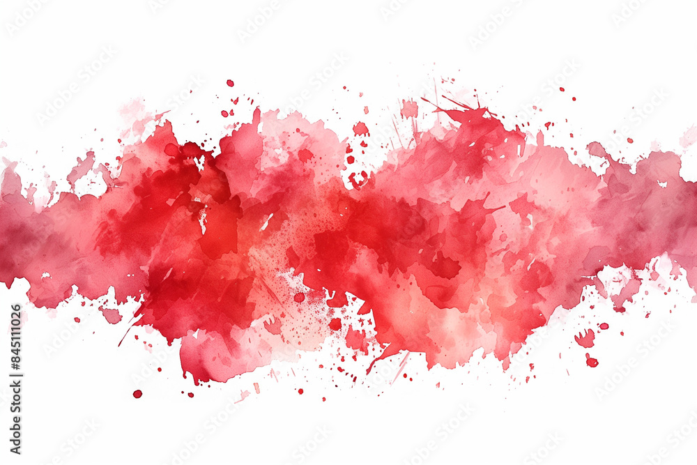 Fototapeta premium Hand-painted watercolor Illustration shades of autumn red spots and splashes square frame, banner. Template texture, base for creative design of label, card, banner, print. Isolated white background. 