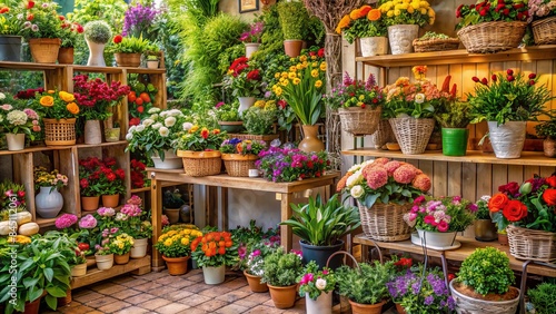 A Beautiful Flower Shop With A Variety Of Colorful Flowers And Plants For Sale