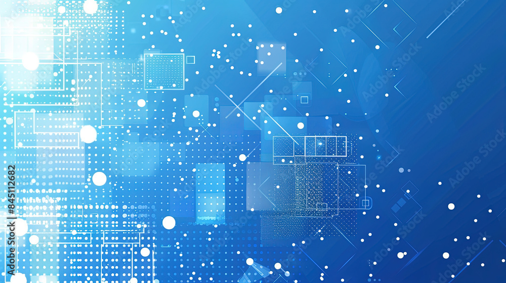 Naklejka premium Abstract blue background vector presentation design with geometric shapes and dots elements for technology, digital, presentation, banner or business concept. Technology background. Copy space area 