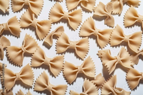 A close-up view of pasta shaped like bow ties photo