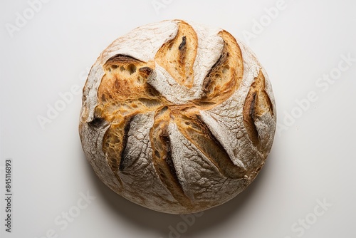 rustic white bread isolated on white photo