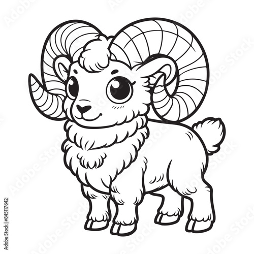 Line art of bighorn sheep cartoon vector